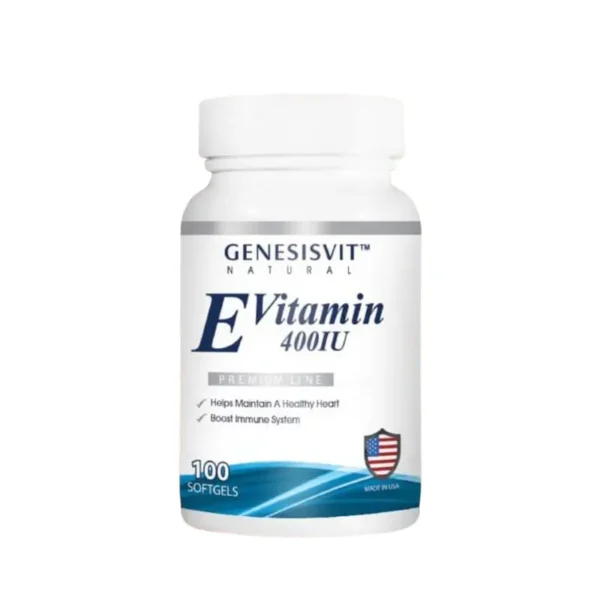 Genesisvit Vitamin E 400 IU 100Softgels  جينسيس فيتامين اي  ٤٠٠وحده دولية  ١٠٠كبسولة
