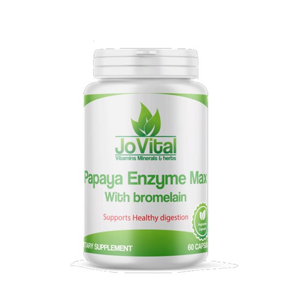 جوفيتال إنزيم البابايا ماكس يدعم صحة الهضم 60 كبسولة Jovital Papaya Enzyme Max Supports Healthy Digestion 60Cap