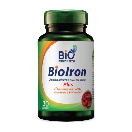 Bio Energy Tech Iron Plus 30 Capsule تقنية الطاقة الحيوية حديد, فيتامين سي, بي12 و فوليك أسيد