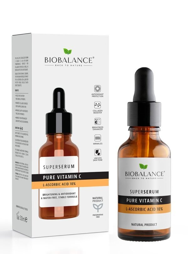 سيروم فيتامين سي النقي بحمض الأسكوربيك 10% من بيوبالانس | BIO BALANCE VITAMIN C L-ASCORBIC ACID 10% 30ml
