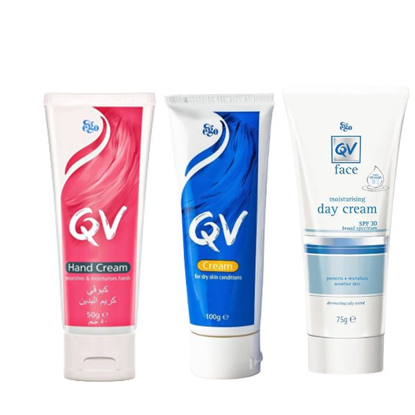 Qv-Cream-100G-+-Day-Cream-+-Hand Cream-Offer QV Cream Offer 100g + Day Cream + Hand Cream |كيو في عرض كريم 100 جم + كريم نهاري + كريم لليدين