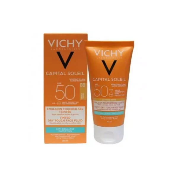 Vichy Mattifiyng Tinted Fluid Sunblock Spf50, 50Ml فيتشي ماتيفينج واقي شمس بلون للوجه عامل حماية 50 ، 50 مل
