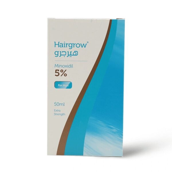 Hairgrow minoxidil 5%, 50 ML, Prevents hair loss, Stimulates hair growth هيرجرو مينوكسيديل 5٪, 50 مل, يمنع تساقط الشعر