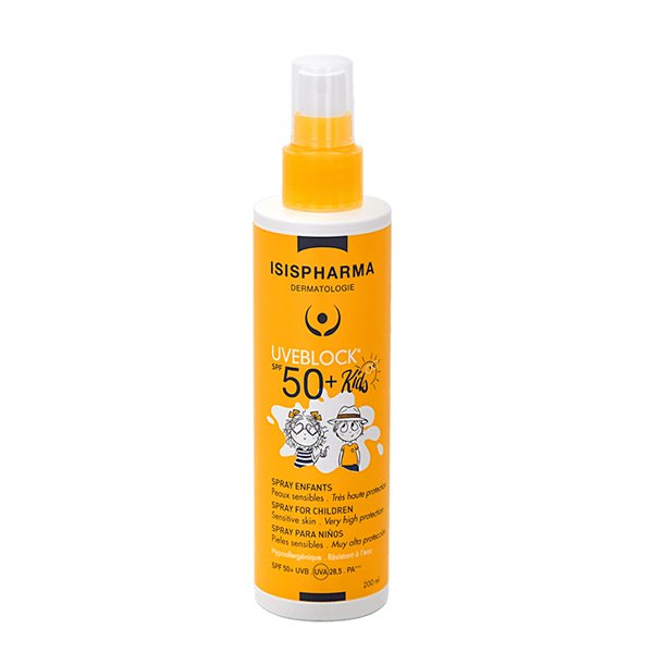 Isis Pharma Uveblock Spf 50+ Kids Spray 200Ml ايزيس فارما يوفيبلوك بخاخ واقي الشمس للأطفال 200 مل