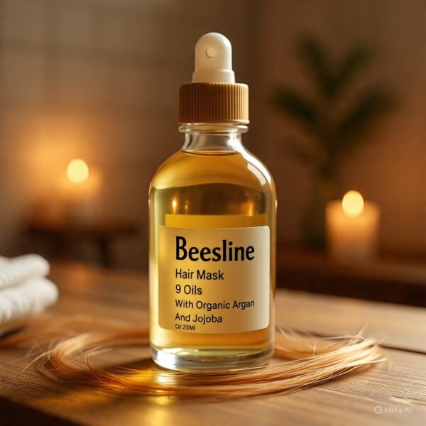 Beesline Hair Mask 9 Oils With Organic Argan And Jojoba Oil 25Ml - بيزلين ماسك 9 زيوت للشعر التالف 25 مل