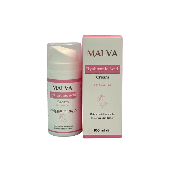 Malva Hyaluronic Acid Cream With Vitamin C And E - 100ML كريم مالفا بحمض الهيالورونيك 100مل