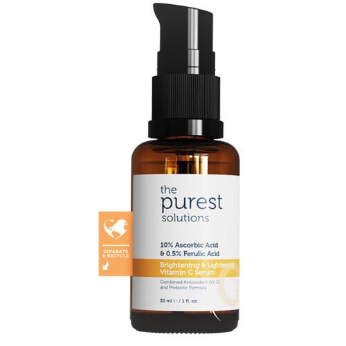 The Purest Solutions Brightening & Lightening Vitamin C Serum 10% Ascorbic Acid & 0.5% Ferulic Acid 30ML - ذا بيورست سوليوشنز تفتيح ونضارة ، سيروم فيتامين سي 10%حمض الأسكوربيك و 0.5% حمض الفيروليك 30مل