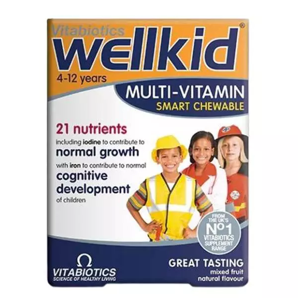 Wellkid Multi-Vitamin Smart 30 Chewable Tabletsويلكيد سمارت متعدد الفيتامينات، 30 قرص قابل للمضغ