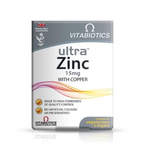 Vitabiotics Ultra Zinc 15Mg With Copper 60 Tabletفيتابيوتيكس ألترا زنك 15 مجم مع نحاس 60 قرص
