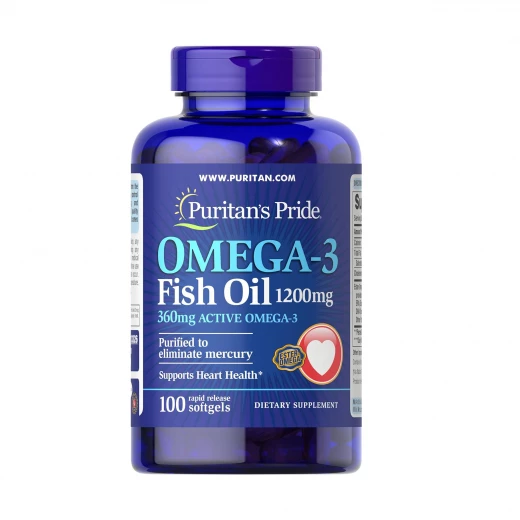 Puritan's Pride Omega-3 Fish Oil, 1200 Mg,100 Capsules  زيت السمك أوميجا 3 من بيوريتانز برايد، 1200 ملغ، 100 كبسولة