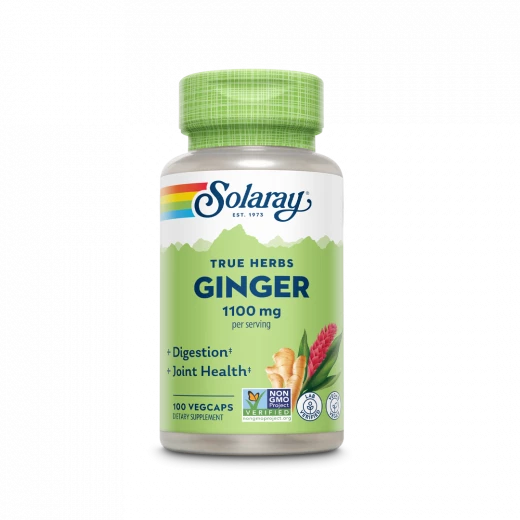 Solaray, True Herbs, Ginger, 1,100 mg, 100 VegCaps (550 mg per Capsule) سولاراي، أعشاب حقيقية، زنجبيل، 1100 ملغ، 100 كبسولة نباتية (550 ملغ لكل كبسولة)