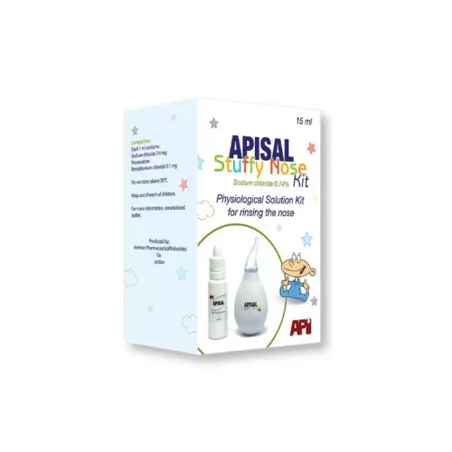 Apisal Stuffy Nose (Apisal Drops 15Ml And Nasal Aspirator) أبيسال مجموعة تضم محلول ملحي وشفاط لتنظيف الأنف
