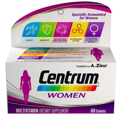 Centrum Women Multivitamins, 60 Tablets, Increases Energy, Supports Immune Health  فيتامينات سنتروم المتعددة للنساء، 60 قرصًا، تزيد الطاقة وتدعم صحة المناعة
