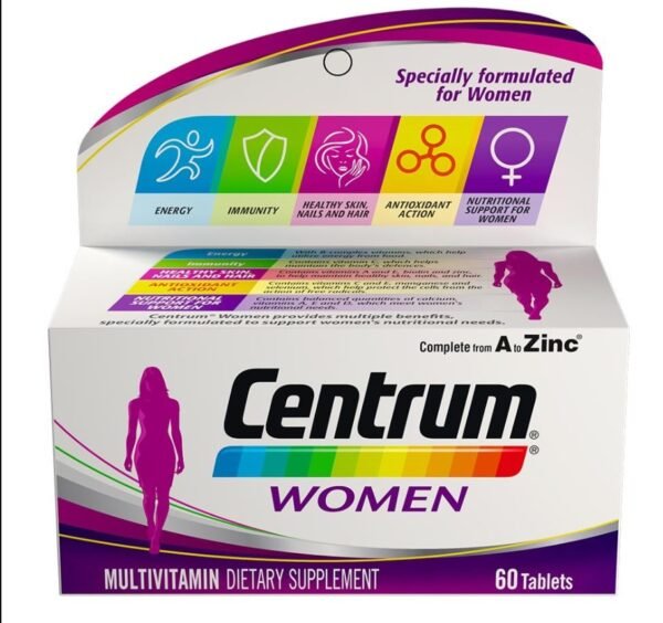 Centrum Women Multivitamins, 60 Tablets, Increases Energy, Supports Immune Health  فيتامينات سنتروم المتعددة للنساء، 60 قرصًا، تزيد الطاقة وتدعم صحة المناعة