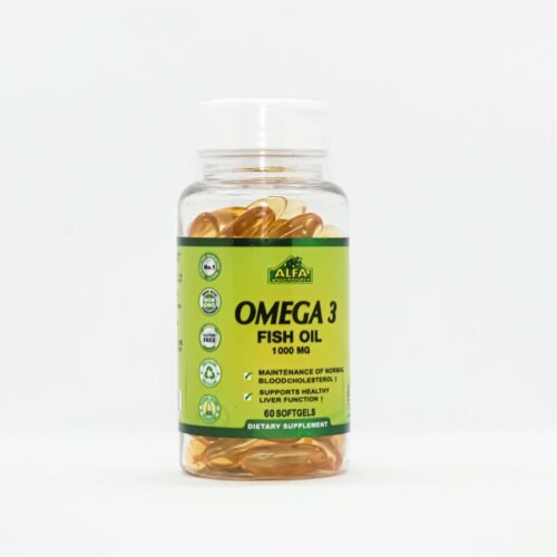 ALFA Vitamins Omega-3 1000mg, 60 softgel حبوب أوميغا 3 1000مج، 60 كبسولة جلايتينة من ألفا فايتمنز