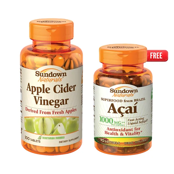 Sundown Apple Cider Vinegar + Acai Offer_0 Sundown Apple Cider Vinegar + Acai Offer | سن داون كبسولات خل التفاح + كبسولات الأكاي عرض